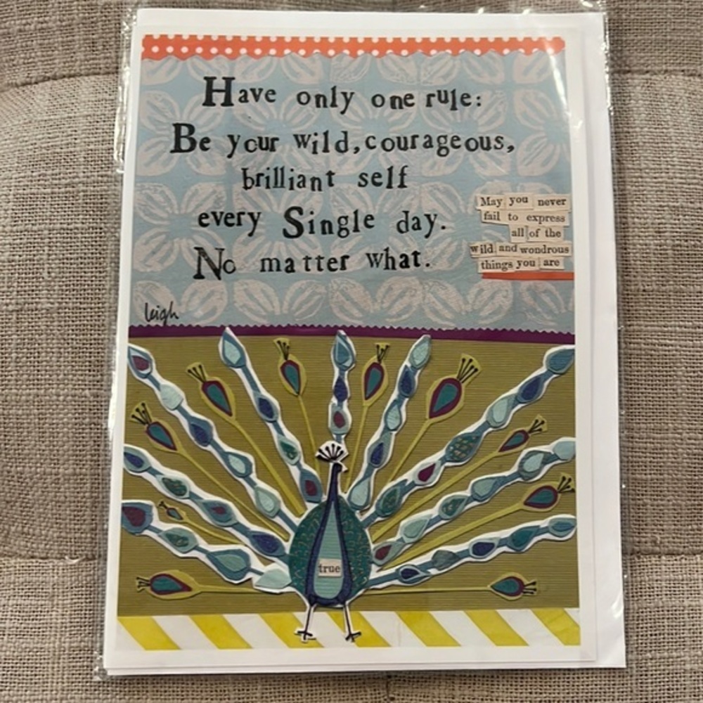 NIB SEALED CURLY GIRL DESIGN CARD ‘PEACOCK’ COURAGEOUS BRILLANT SELF CARD